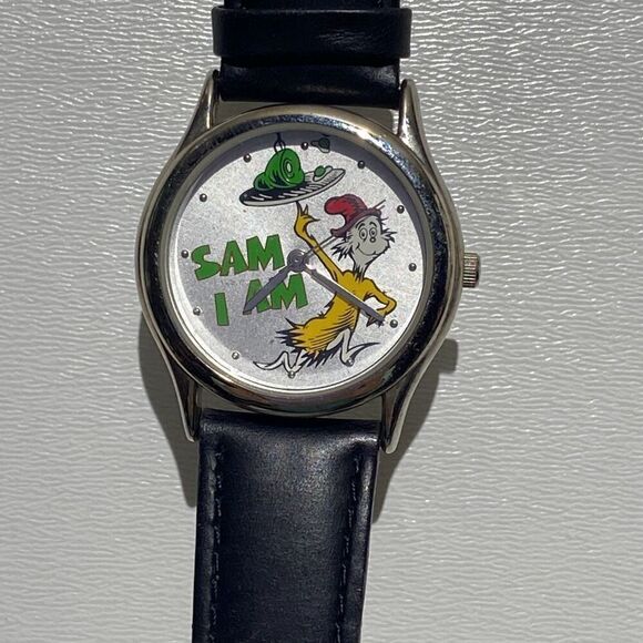 Universal Studio Island Of Adventure Sam I Am Black Leather Strap Wristwatch - Picture 1 of 8